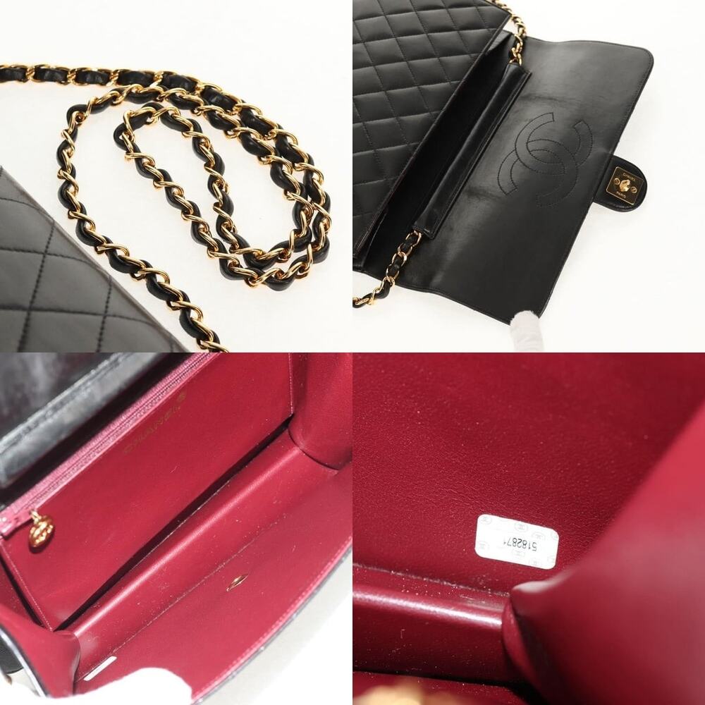 Chanel Chain Shoulder Bag Lamb Skin Black Gold CC - Picture 4 of 8